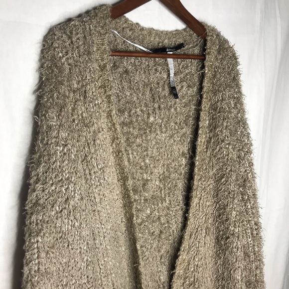 Kensie Tan Fuzzy Open Front Cardigan Size XL - Picture 2 of 5